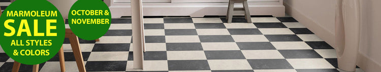 Marmoleum Floor with a young couples feet on display