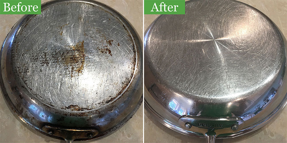 Aging All-Clad Fry Pan (We used a green scrub pad with the cleaner) (PIN)