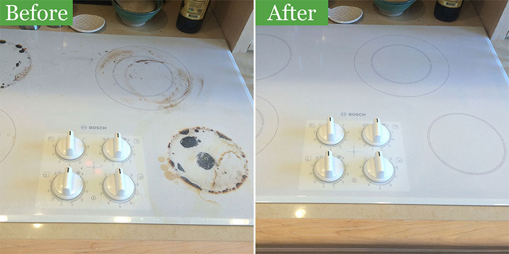 Ceramic Cooktop (We first used a glass scraper to remove large pieces of residue) (PIN)