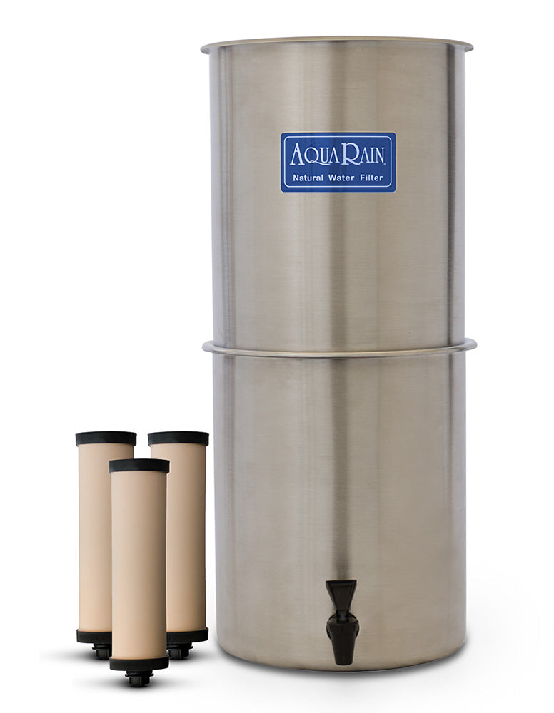 I have a Aqua Rain Gravity Filter system bought in 1998 that is 20 inches high, Stainless Steel with 4 filters in it. My second set is wearing down and I'm looking to replace the filters but on my unit the filters are held in place with big white plastic wing nuts underneath. The filters on your site do not show a wing nut, will they fit? and are they the same, but with a different type of nut to hold them to the upper unit? Also being retired now, I have to watch my expenses,my previous replacement set of filters in 2011 was $79.00 I know things go up, so can I use just 2 filters in my unit and seal off the other two holes, and if so do you have plugs that can be used to do so. I would appreciate any answers Thank You for your time.Marty