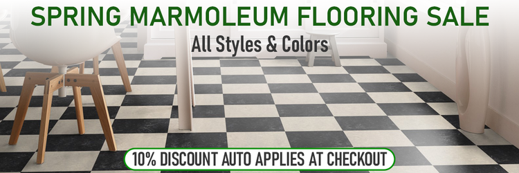 Marmoleum Floor with a young couples feet on display