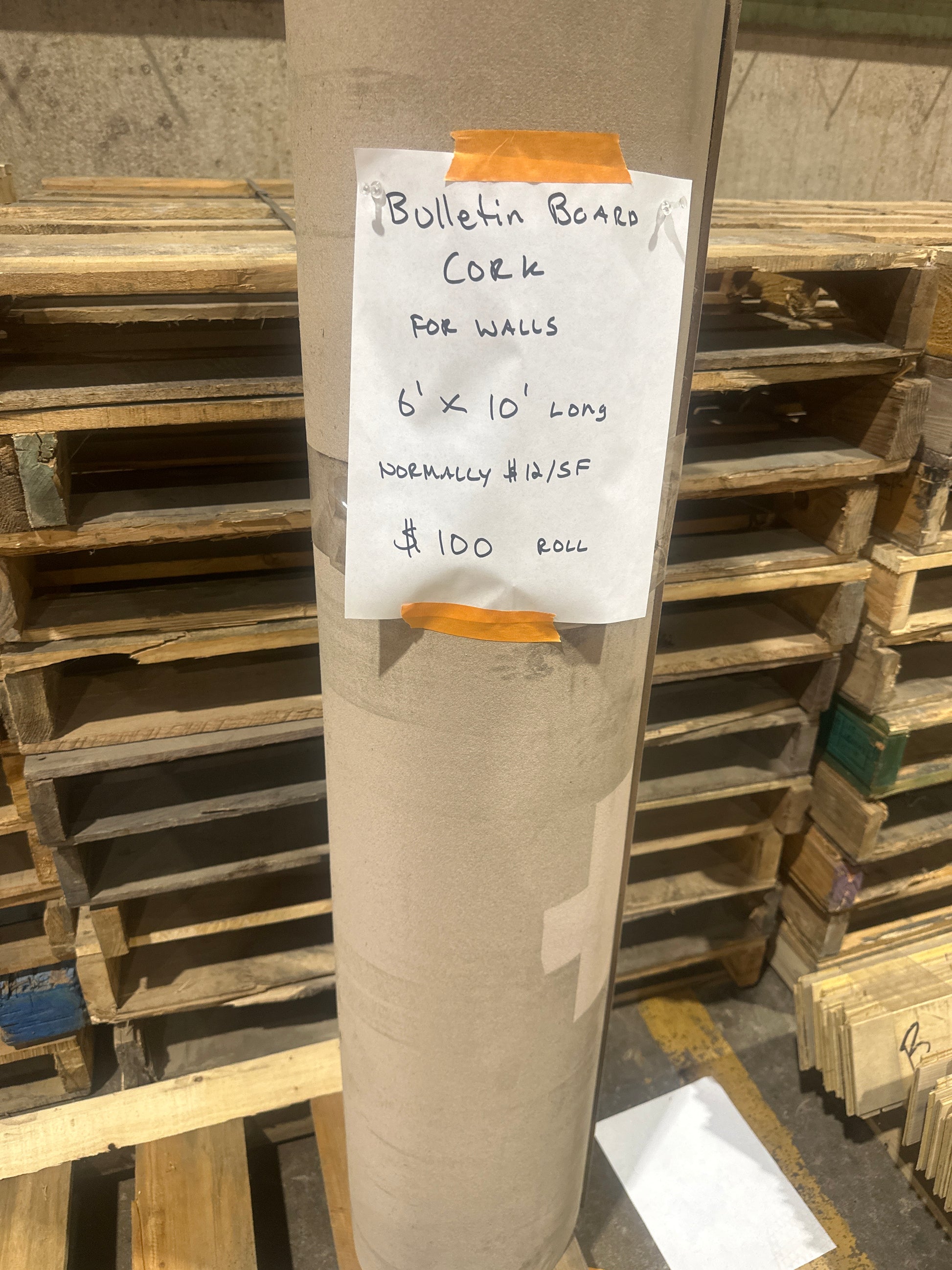 Cork Bulletin Board for Walls (Roll)- 6' x 10' - WAREHOUSE SALE 2025