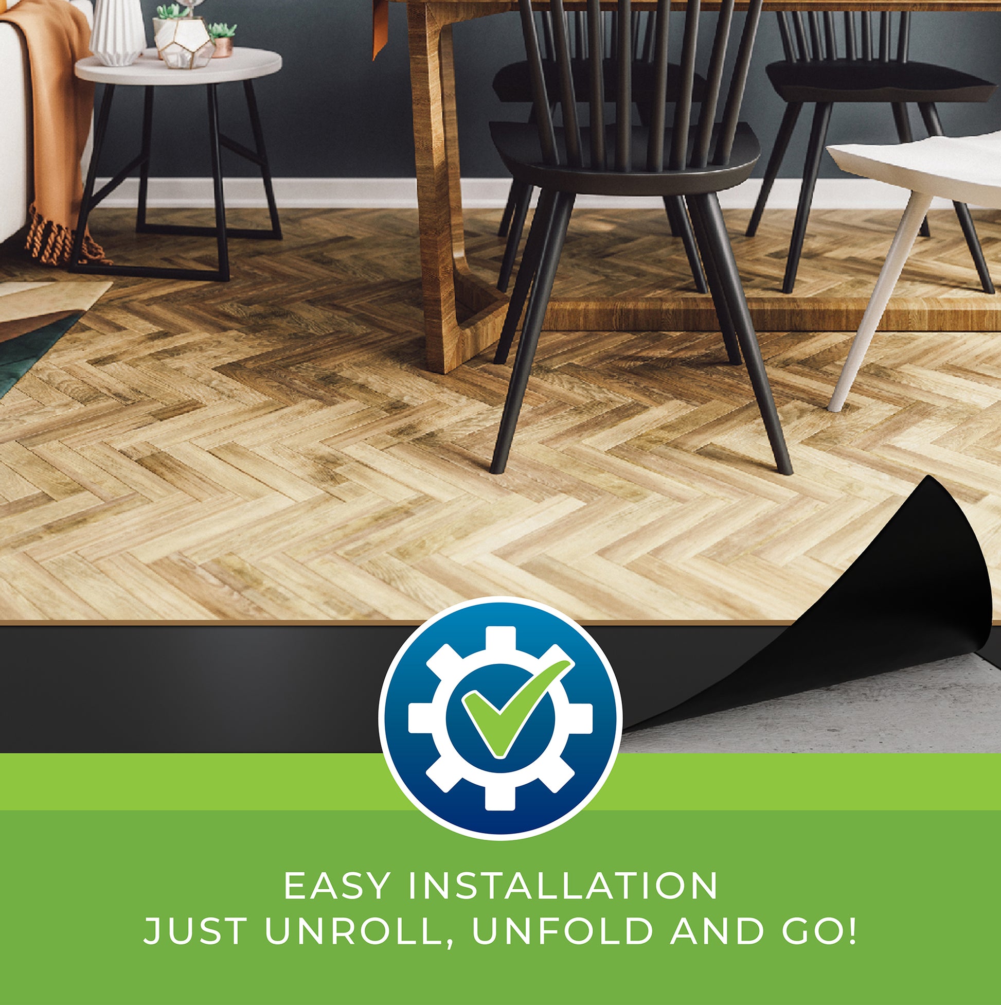 Moisture Block : Easy installation, just unroll, unfold, and go!